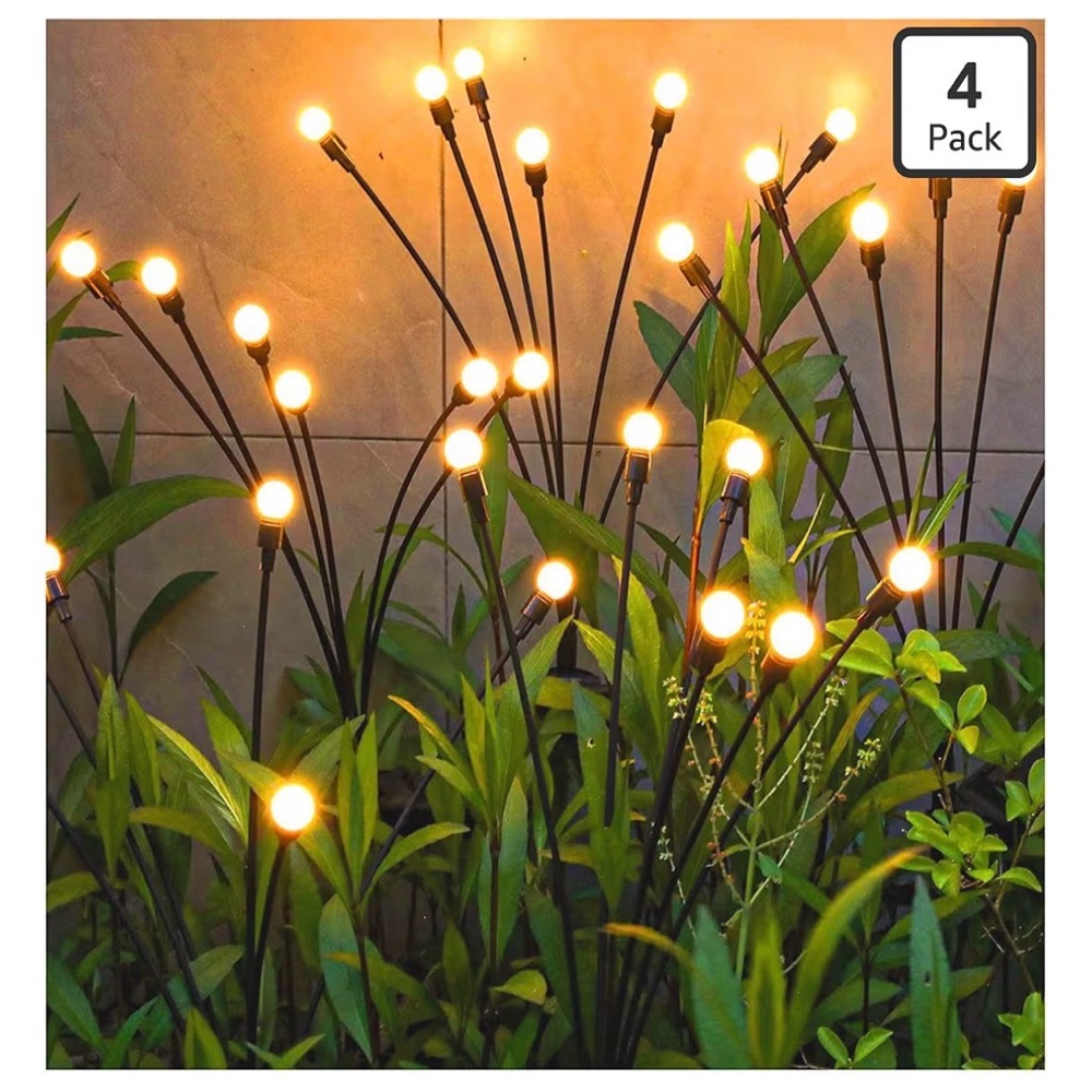 NWT - TONULAX Solar Garden Lights Decorative Swaying Firefly Lights 4 Pack